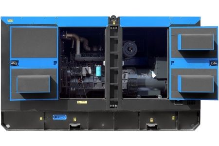 Дизельный генератор ТСС ЭД-250-Т400 с АВР в шумозащитном кожухе на прицепе фото