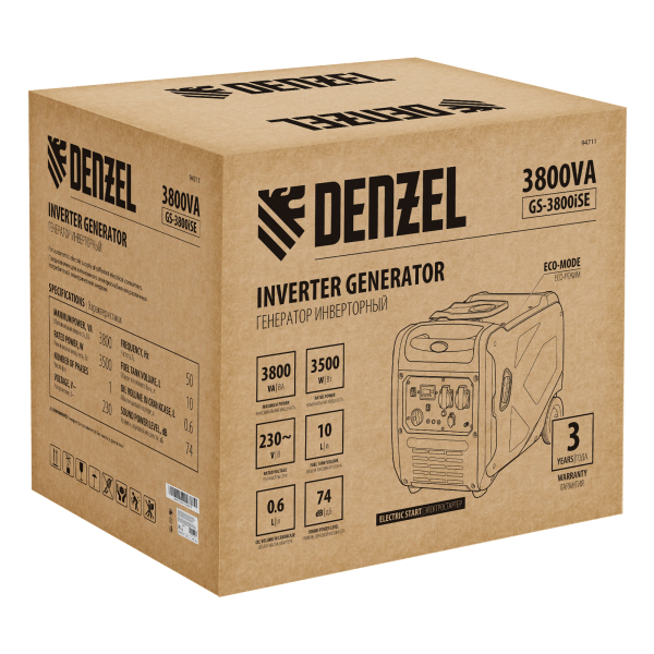 Бензиновый инверторный генератор DENZEL GS-3800iSE фото